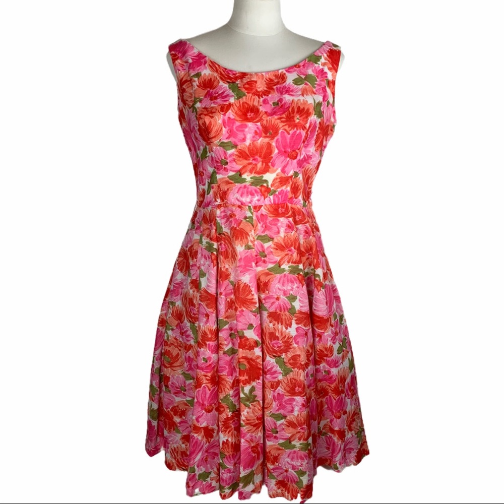 Vintage 50s Suzy Perette Floral Circle Dress Size Small